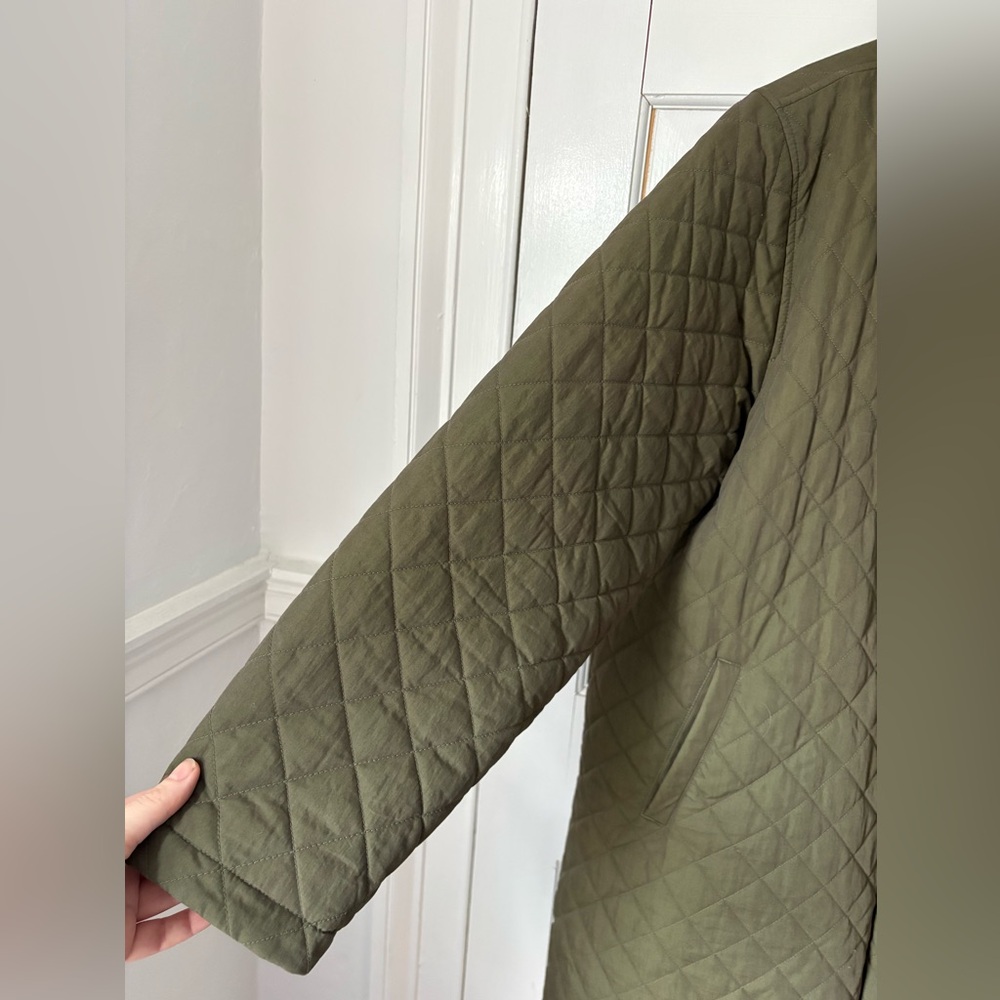 LL Bean Quilted Barn Coat Chore Coat Olive Khaki Green Black Corduroy, Size 3X - Picture 3 of 8